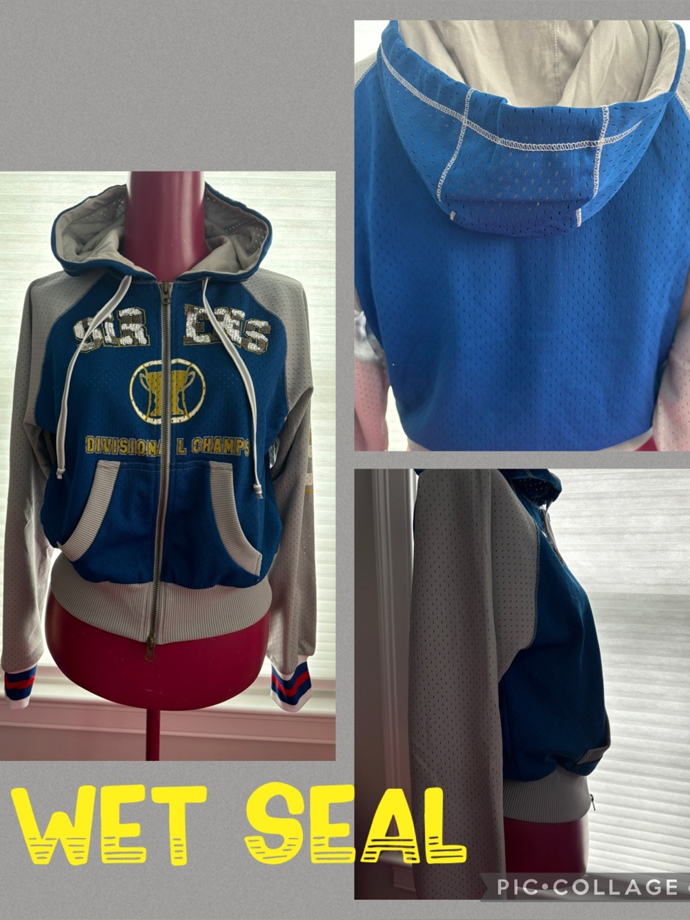 - VINTAGE Y2K NEW WET SEAL hooded zip up sports division champs jacket M